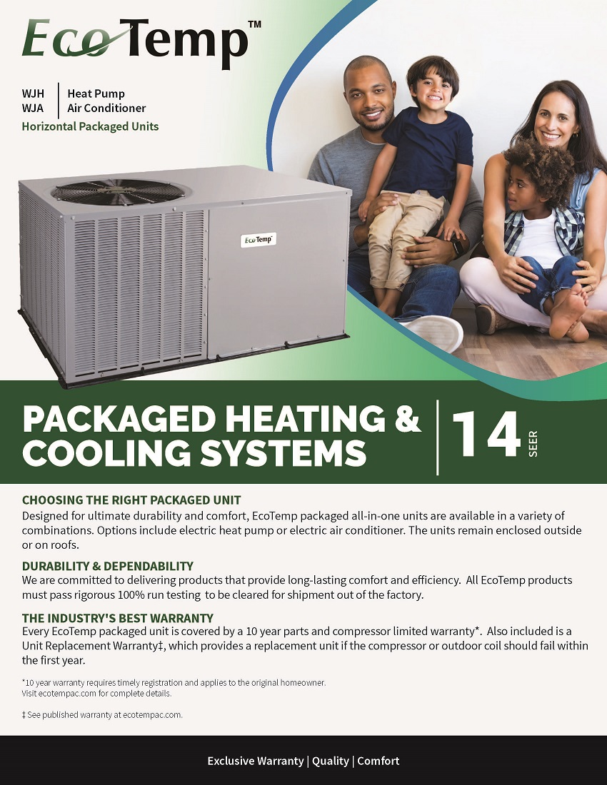 4 Ton EcoTemp 14 SEER, 13.4 SEER2 Heat Pump Package Unit WJH448000K000K